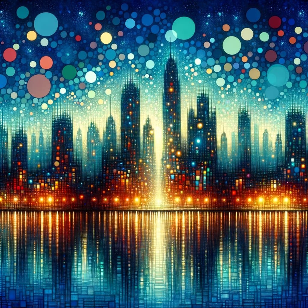 Vibrant Cityscape at Twilight, Inspired by Expressionist Mas...