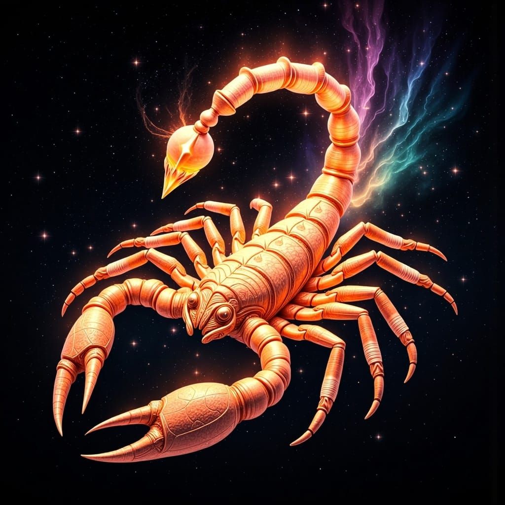 Ethereal Scorpio Zodiac Symbol in Cosmic Art Style