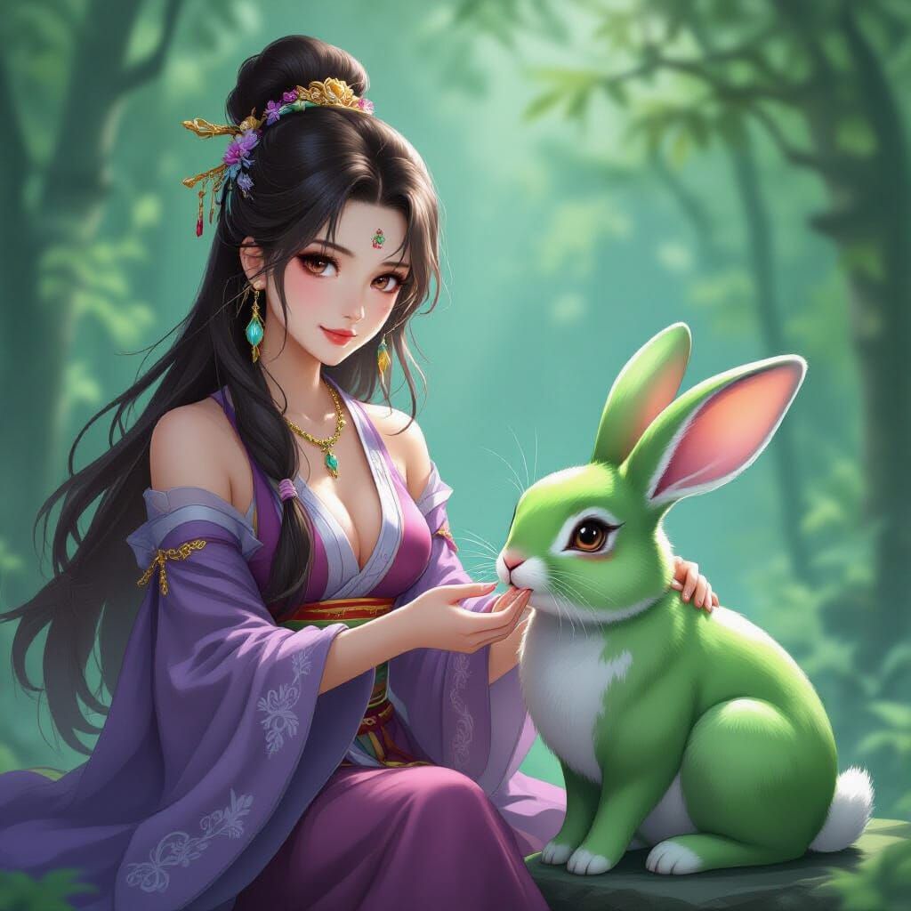 Chinese Goddess with Jade Rabbit