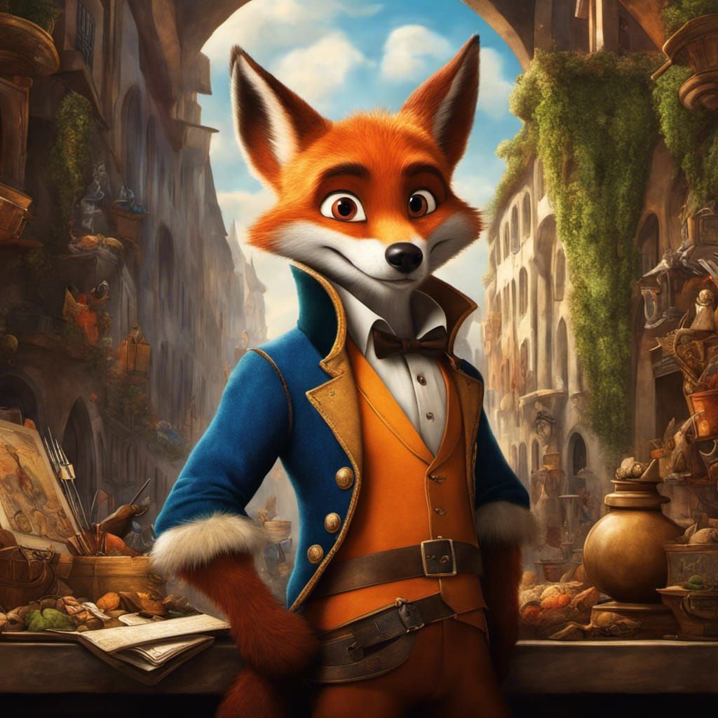 Nick Wilde in Renaissance Style Digital Painting