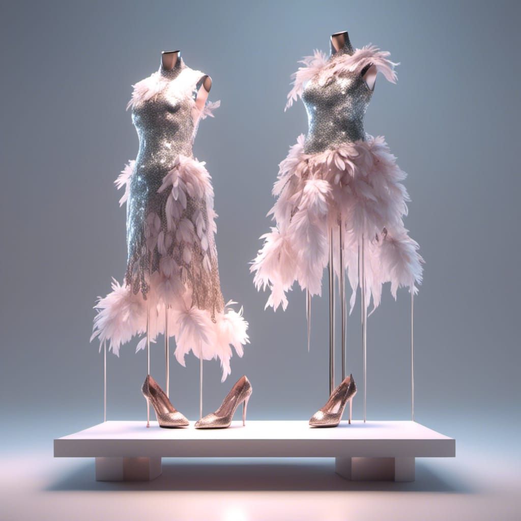 Extravagant Sparkle Scale Outfit with High Heels