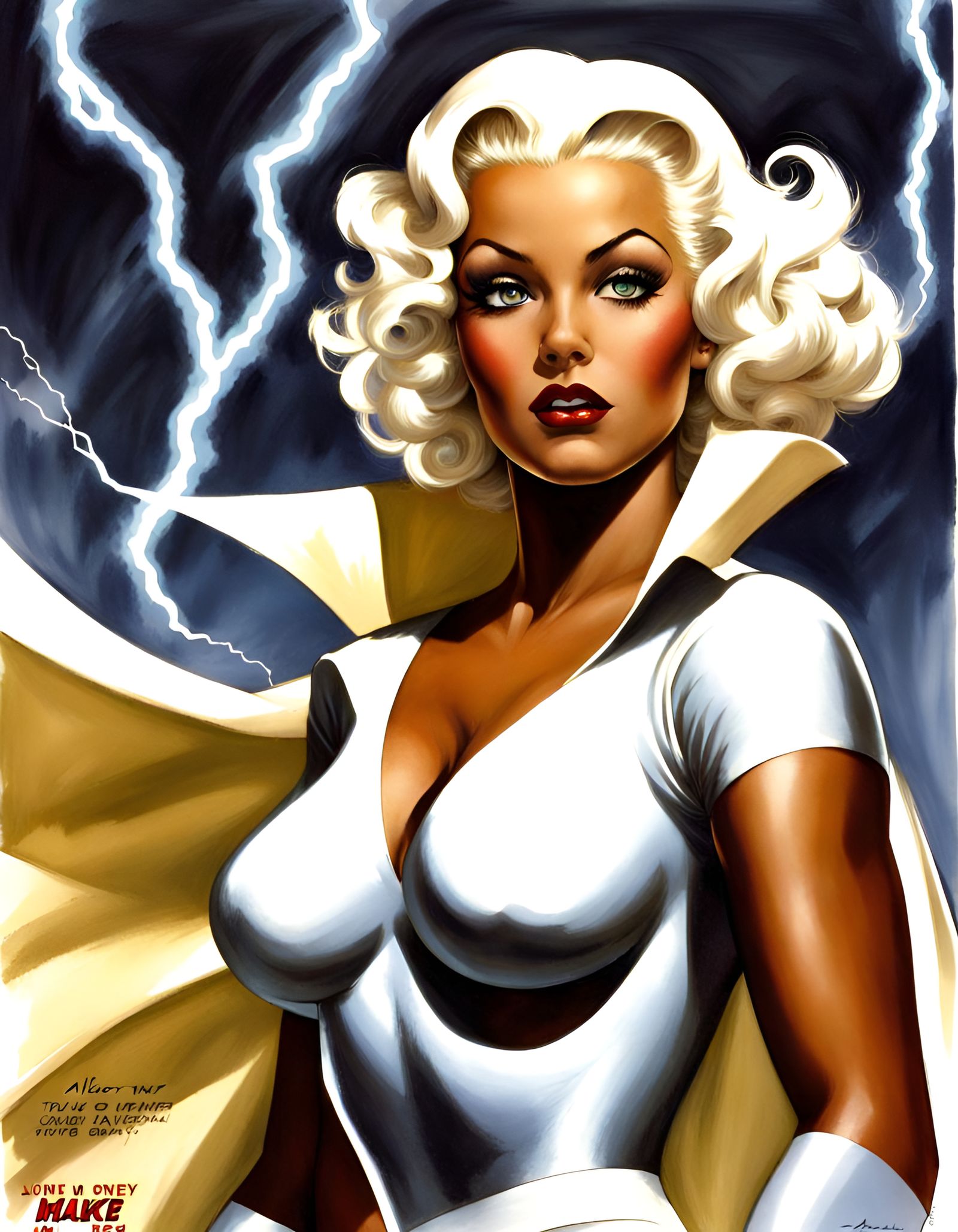 Superheroine as 1930s Pin-Up Poster Art