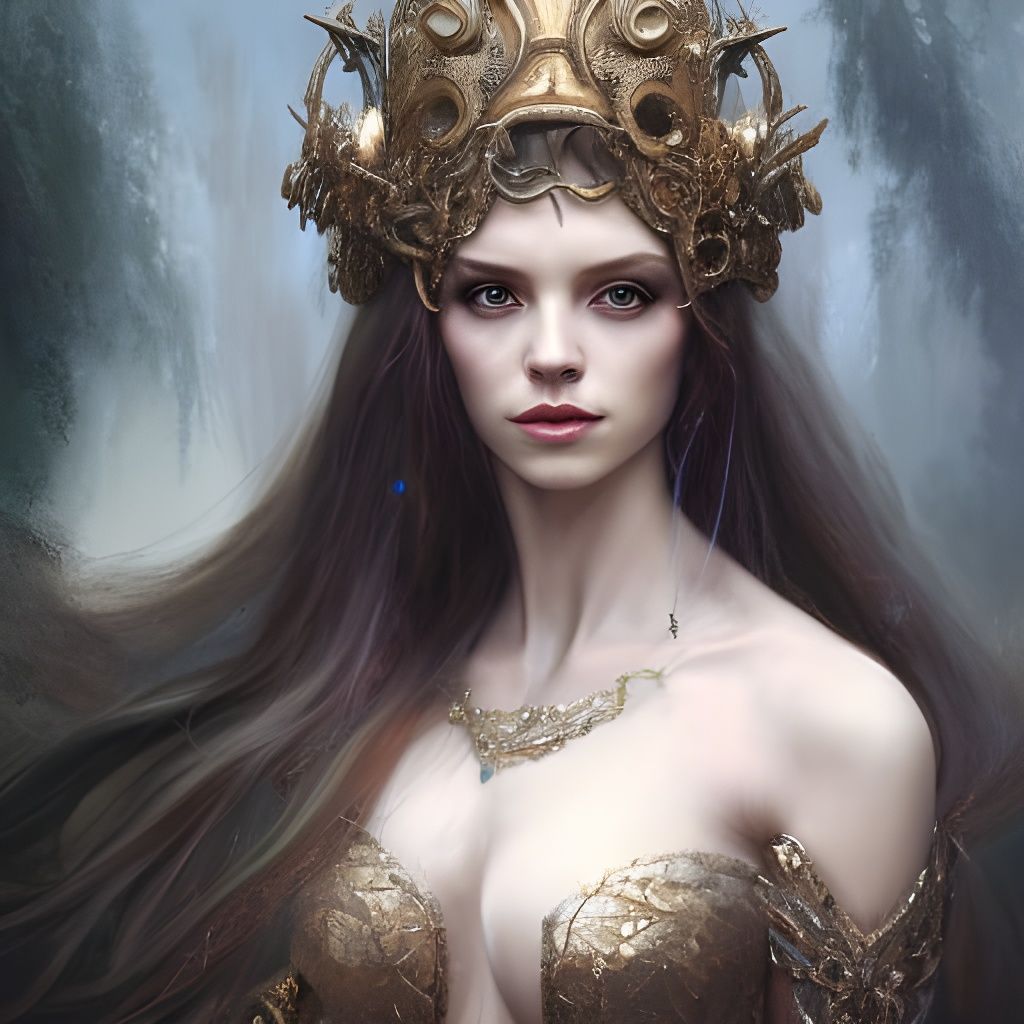 Dramatic Portrait of a Young Fantasy Sorceress