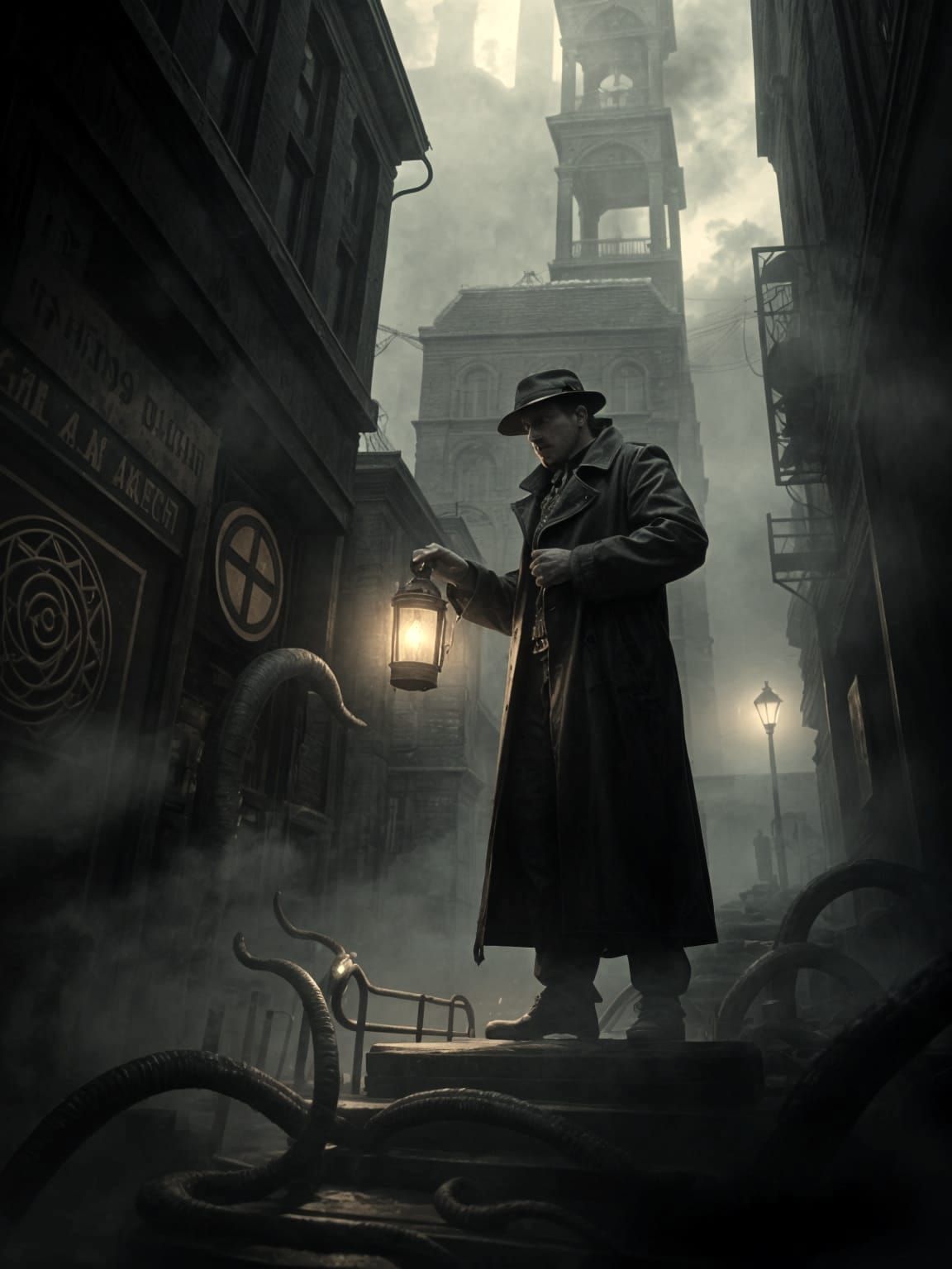 Lovecraftian Detective Investigates Fog-Shrouded City
