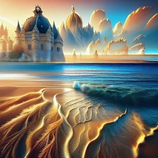 Seashell Chateau on a Beach in Baroque Style