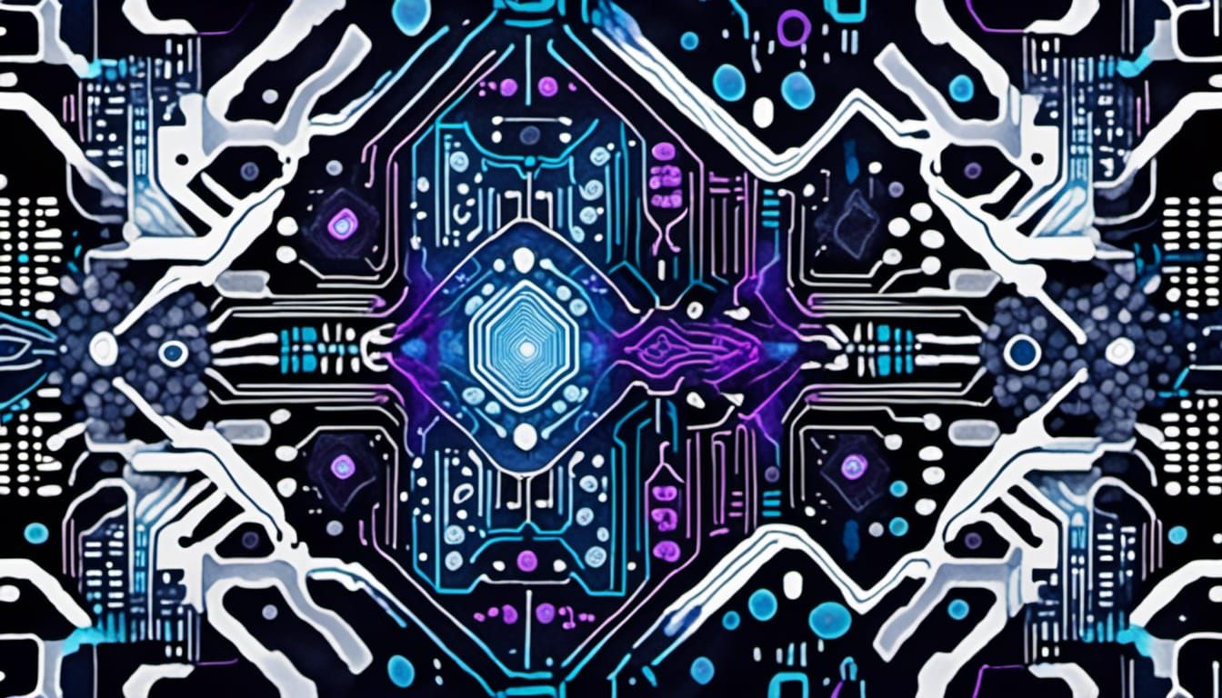 Electronic Universe: Circuit Board Design in Neon Colors