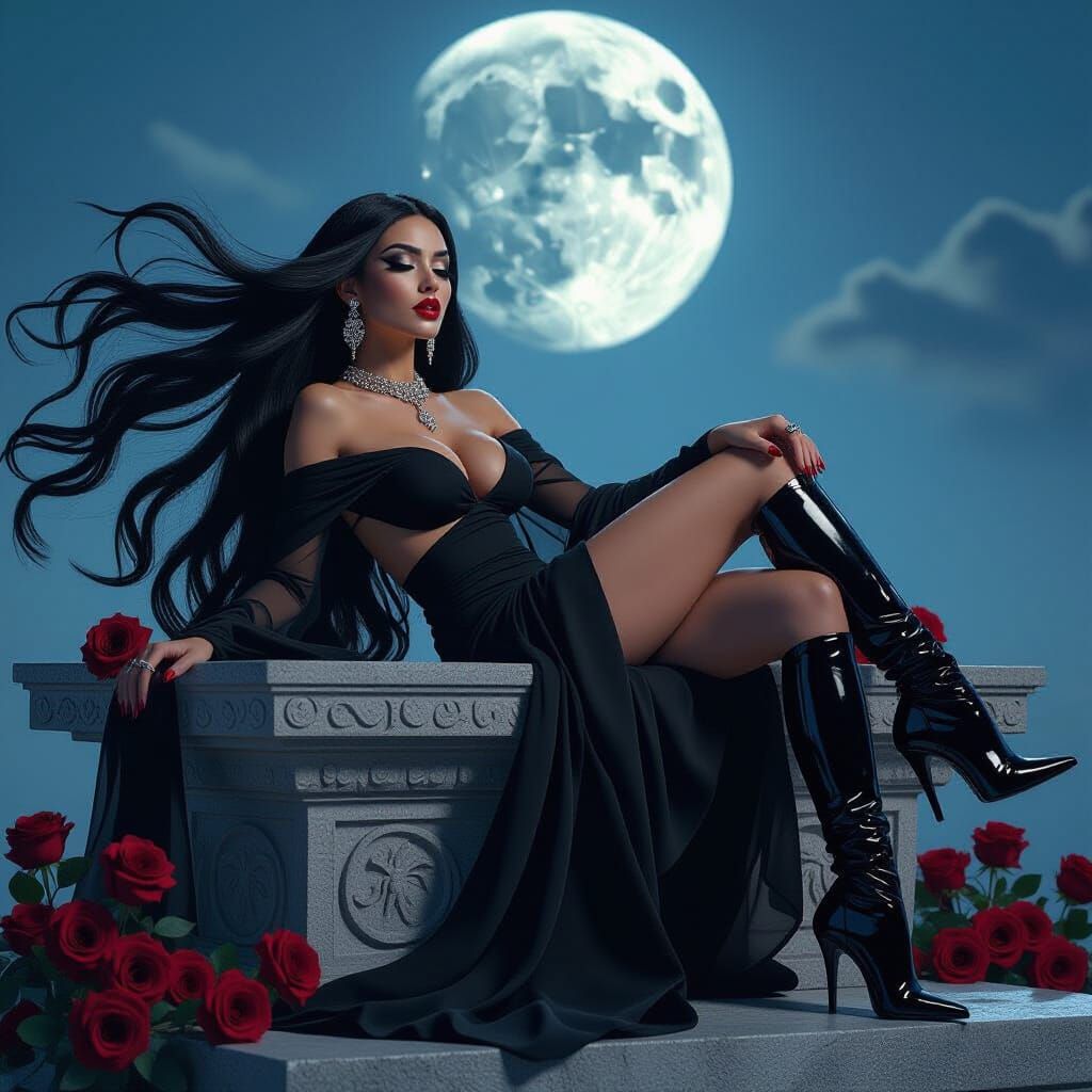 Goddess on Altar in Cinematic Style