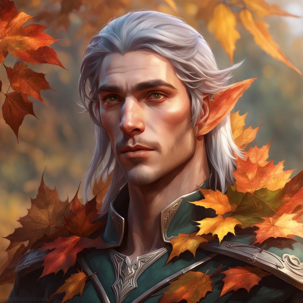 Autumn Elf Portrait in Art Nouveau Style