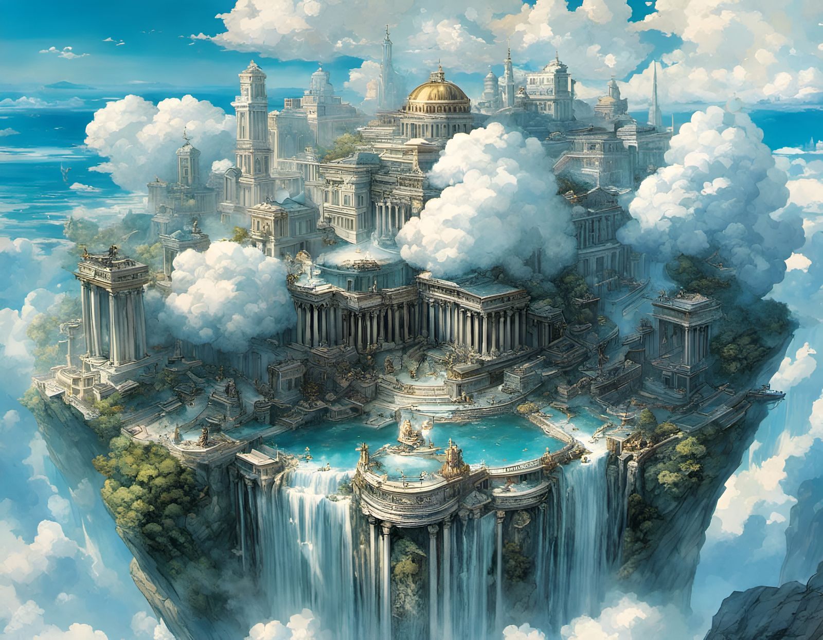 Epic Olympus City in a Hyperdetailed Fantasy Style