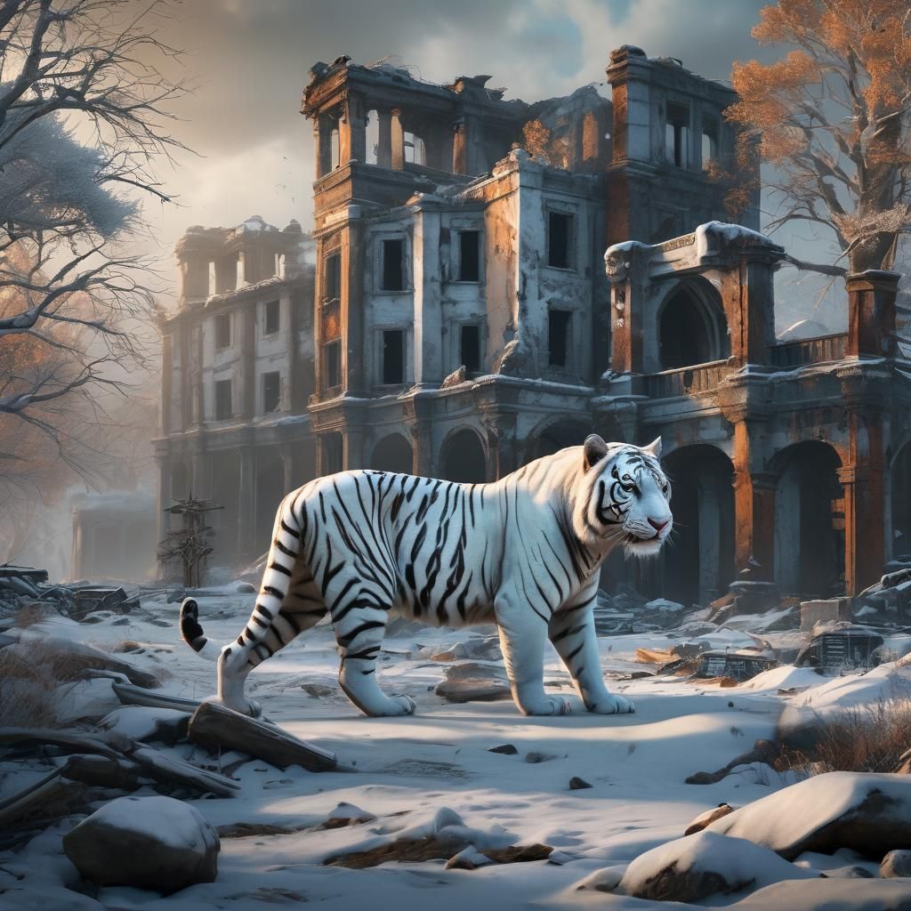 Winter's Resilience: A Post-Apocalyptic Tiger's Realm