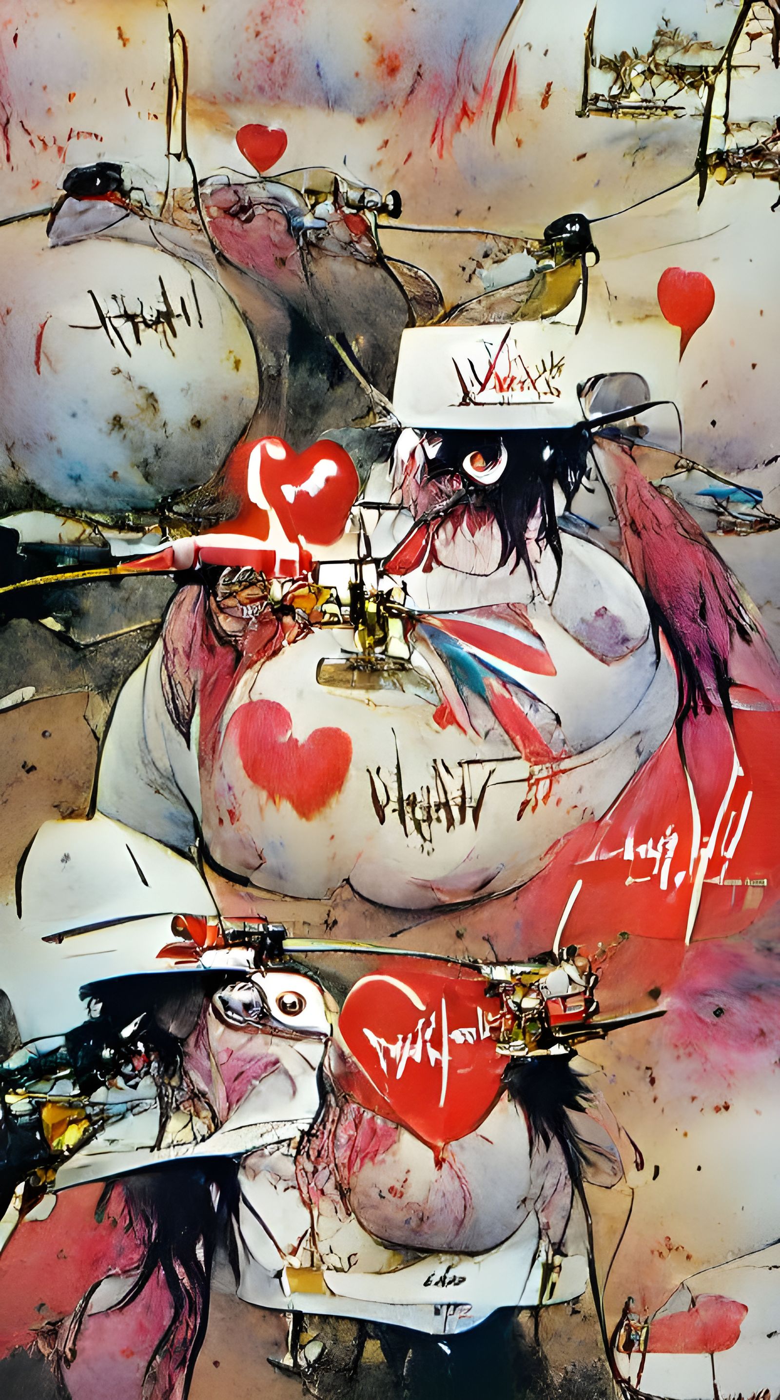 Valentine's Day Hearts in Gonzo Art Style