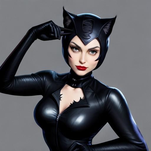 Stylized Digital Art of Catwoman