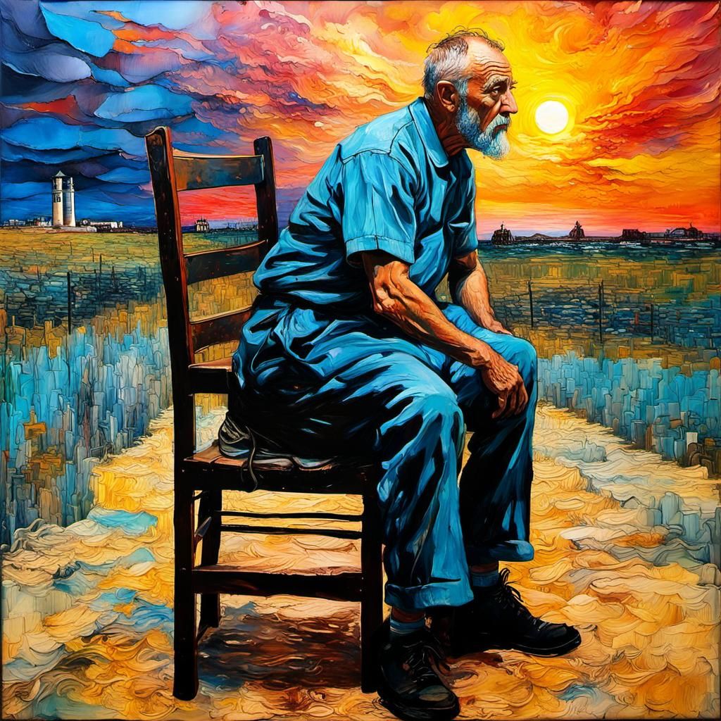 Prisoner in Encaustic Sunset Prisonscape