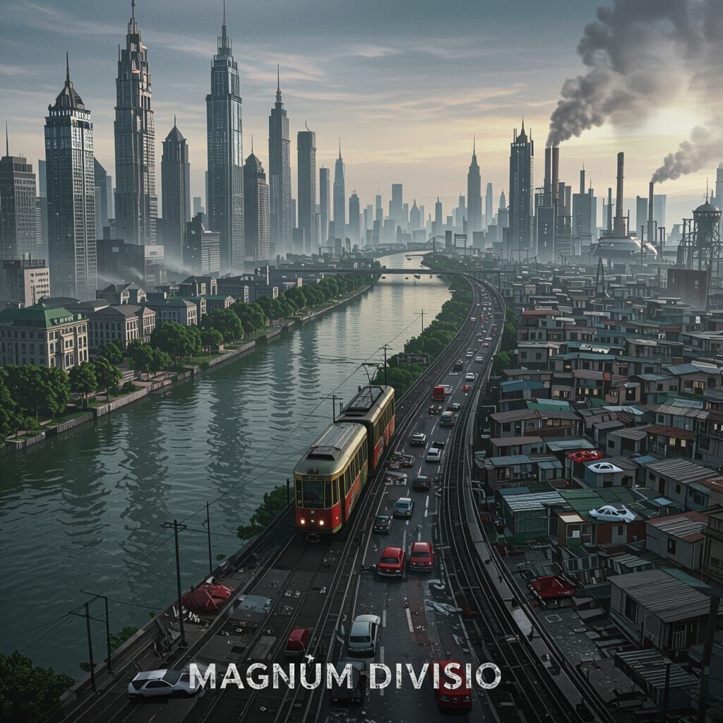 Dystopian Cityscape: Wealth Divide in Magnum Divisio