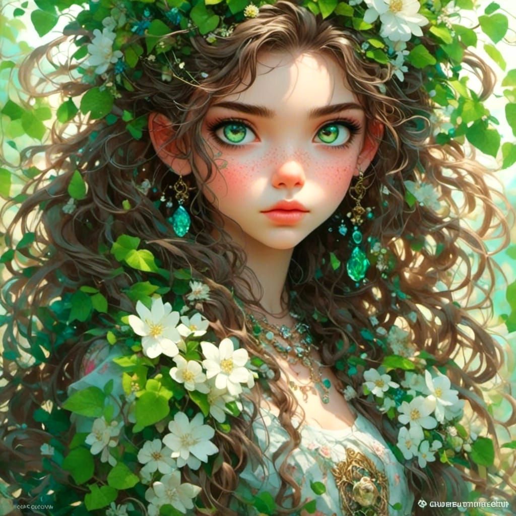 Futurepunk Girl with Green Eyes, Intricate Detail