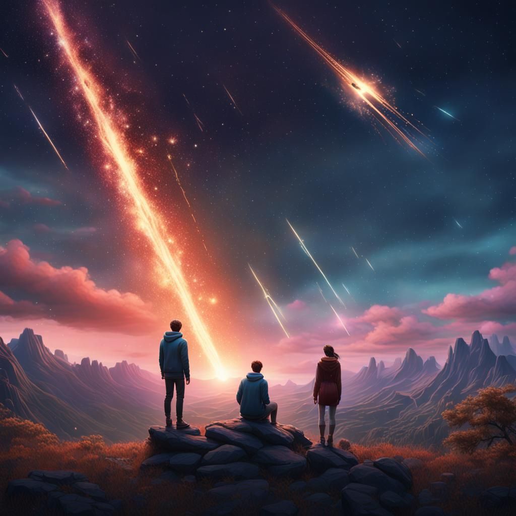 Couple Watching Shooting Star Fantasy Concept Art