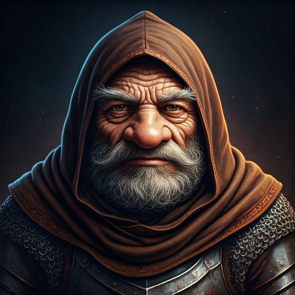 Gnome Knight Portrait in Earthy, Mystic Hues
