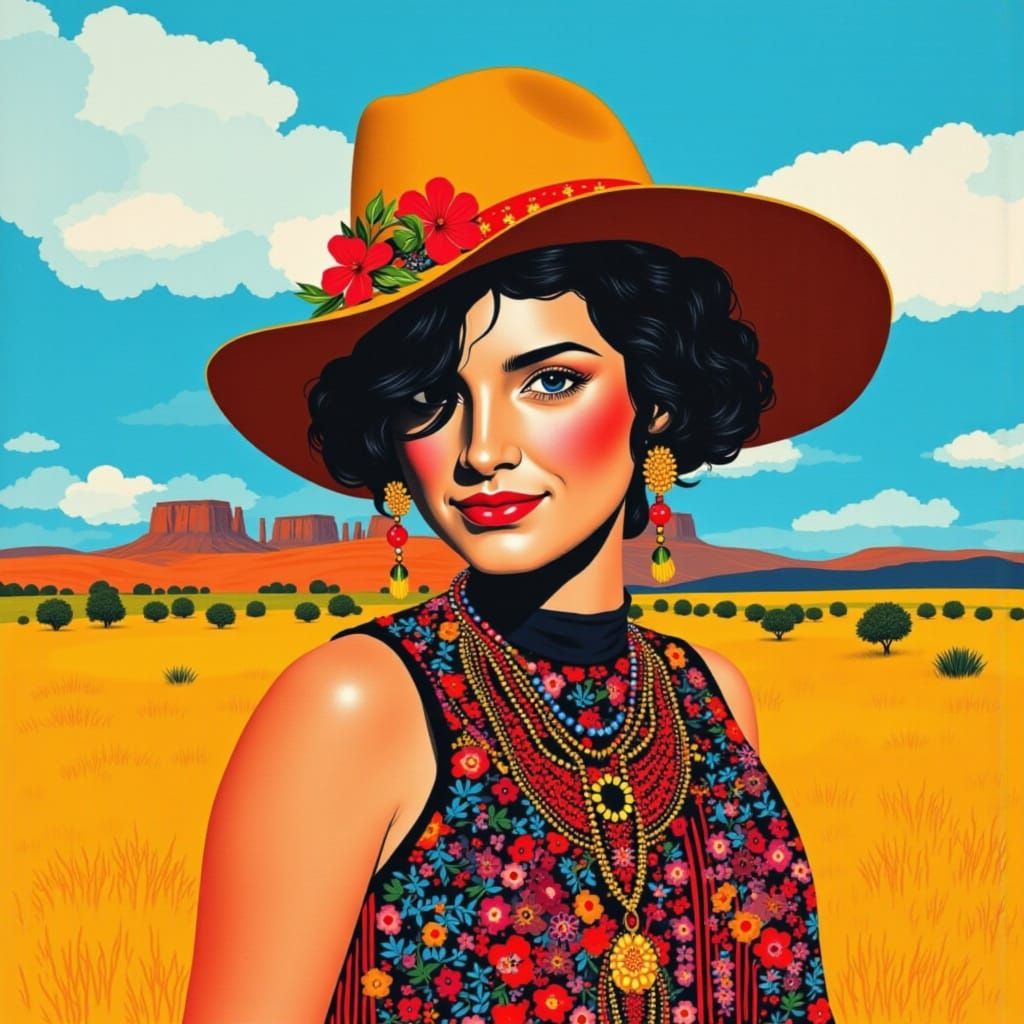 Vibrant Woman in Australian Outback