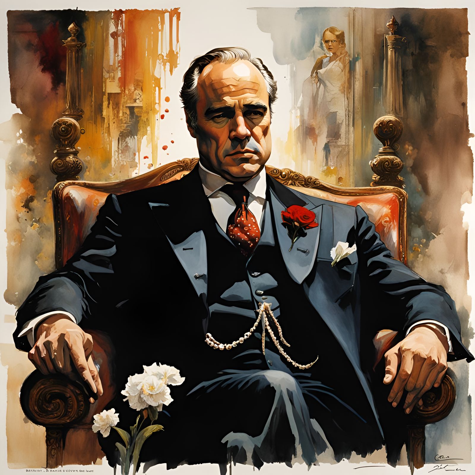 The Godfather: Don Corleone in Watercolor