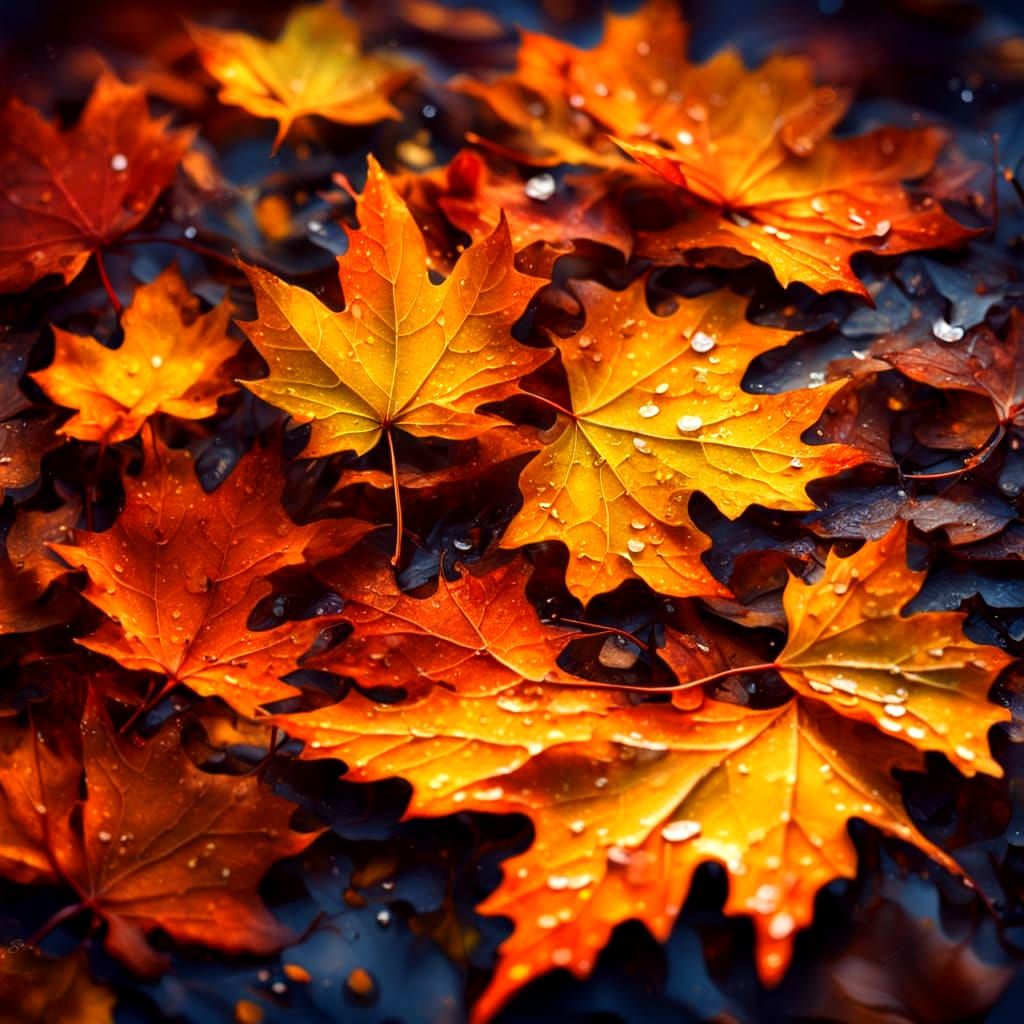 Vibrant Autumn Leaves Falling Under Maple Tree