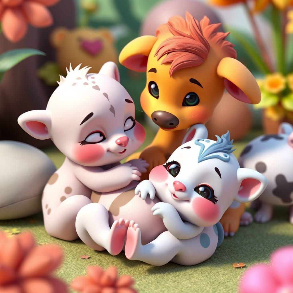 Adorable Baby Animals in 3D Animation Style