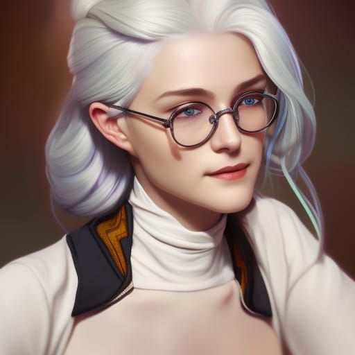 Elegant White-Haired Woman: Hyperdetailed Portrait
