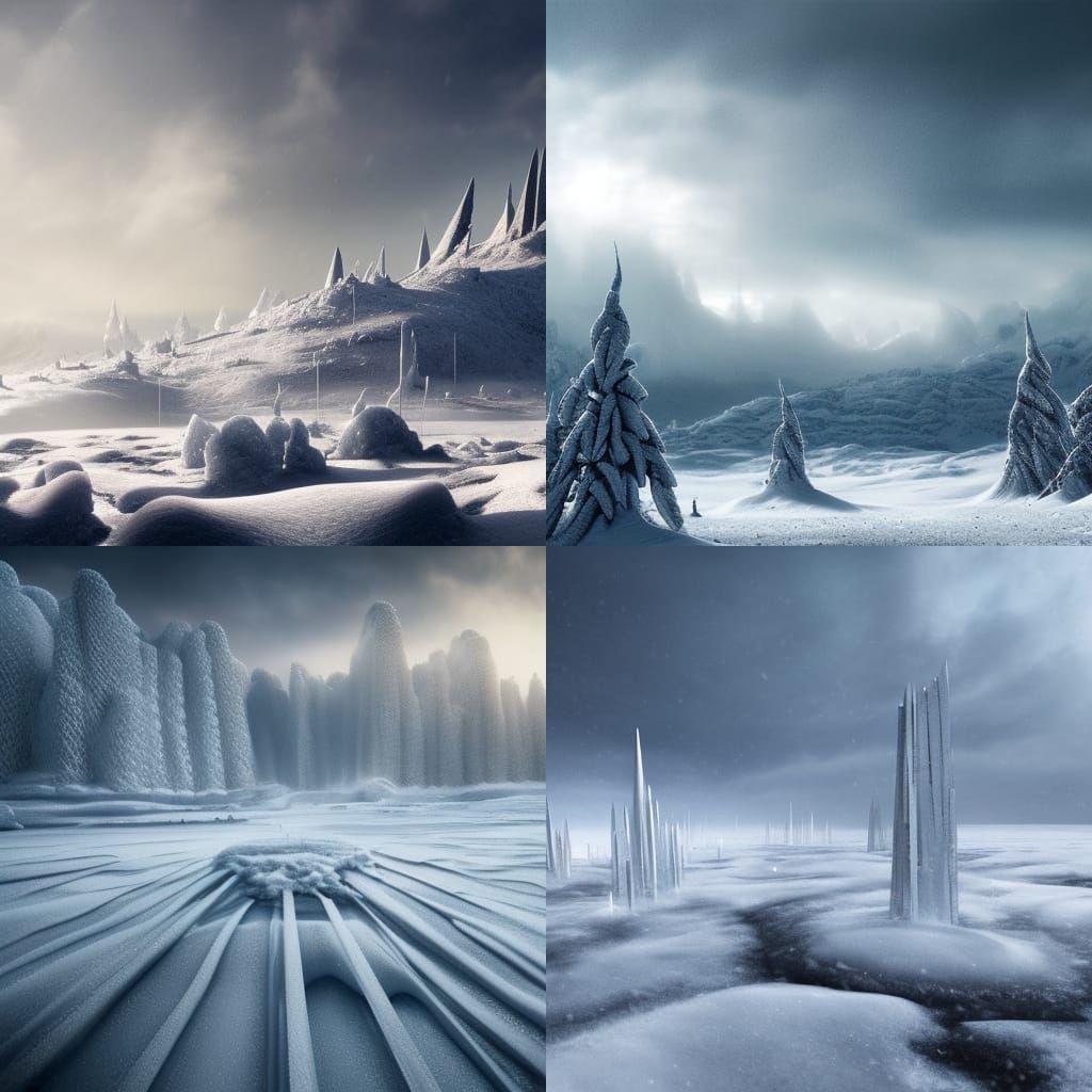 Epic Snowy Plains with Giant Ice Spikes