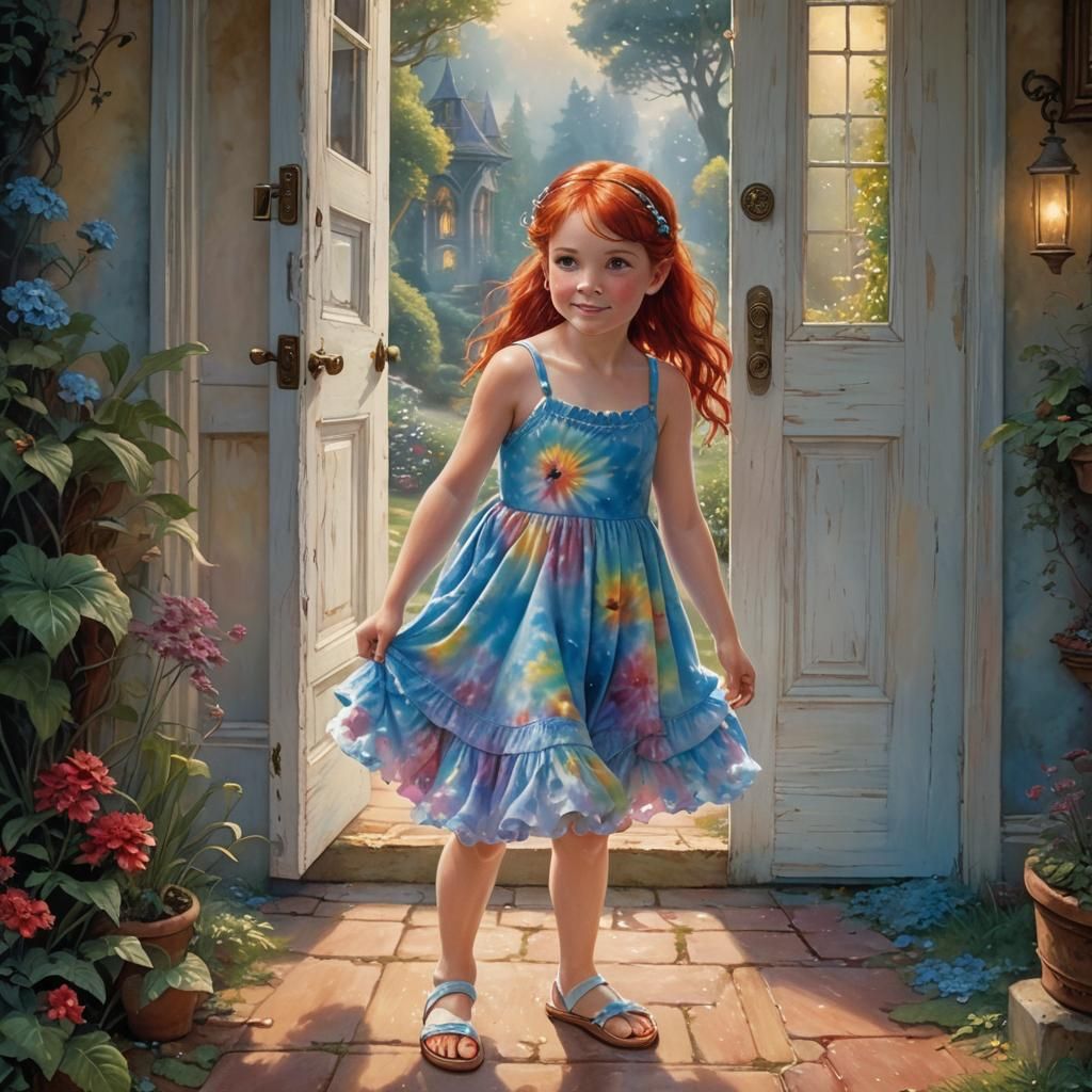 Girl Opens Door to Ethereal Fantasy Land