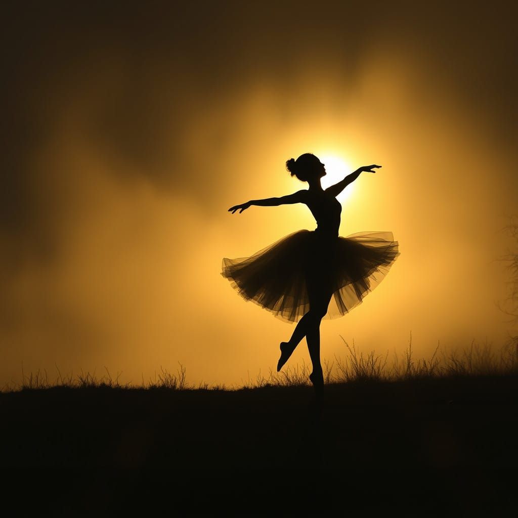 Ethereal Ballerina in Dawn's Golden Hush