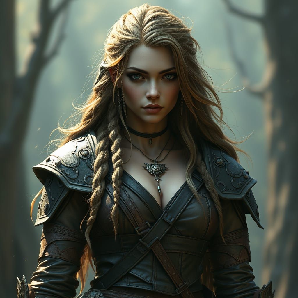 Ethereal 8ft Druid Goddess in Leather Armor