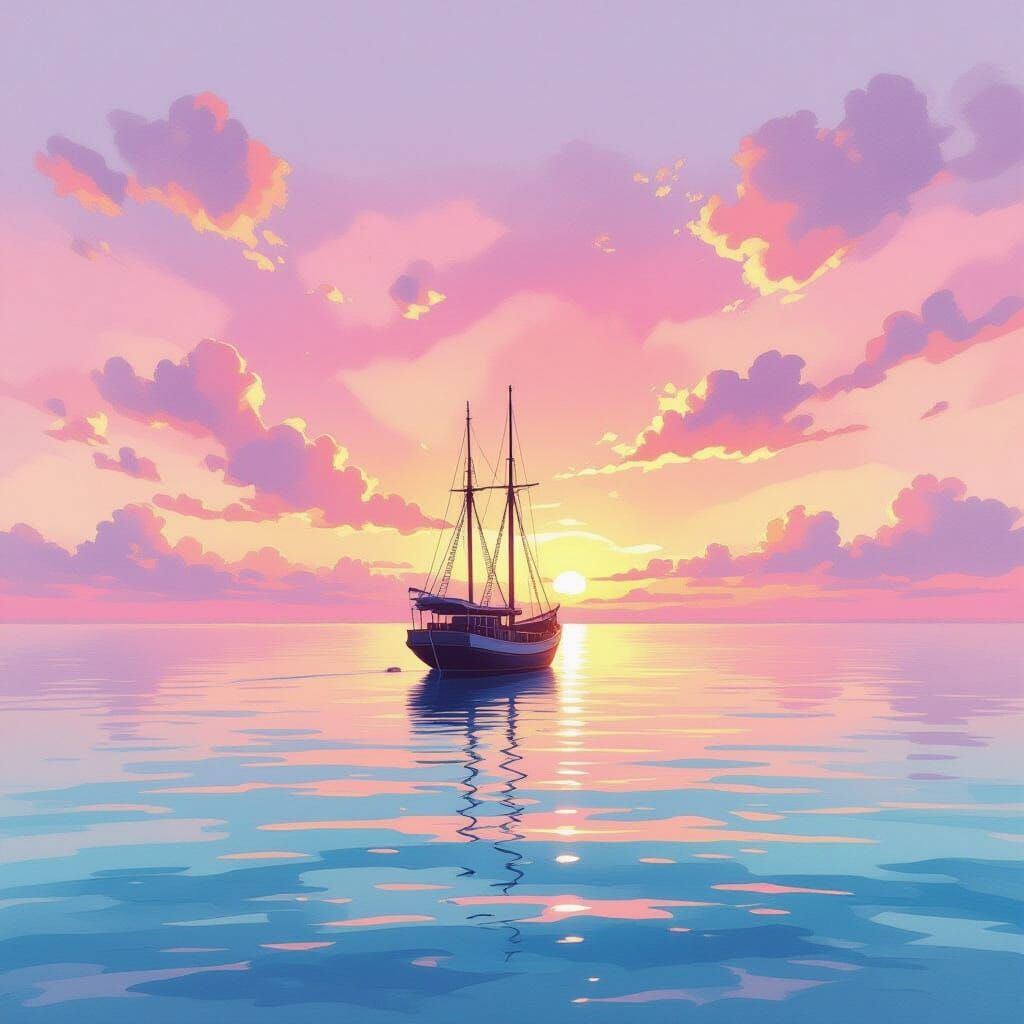 Tranquil Tropical Sunset Over Serene Waters