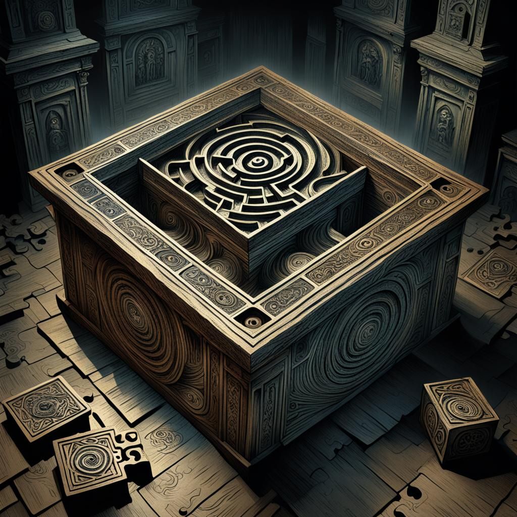 Demonic Puzzle Box Labyrinth in Horror Style