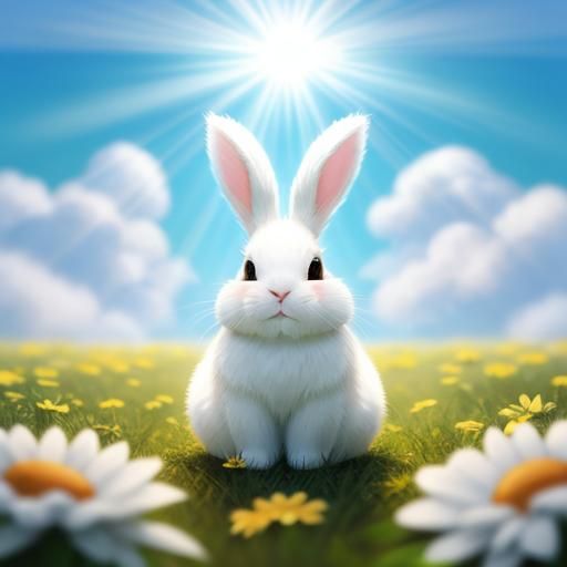 Divine Sunshine Illuminates Cute Bunny