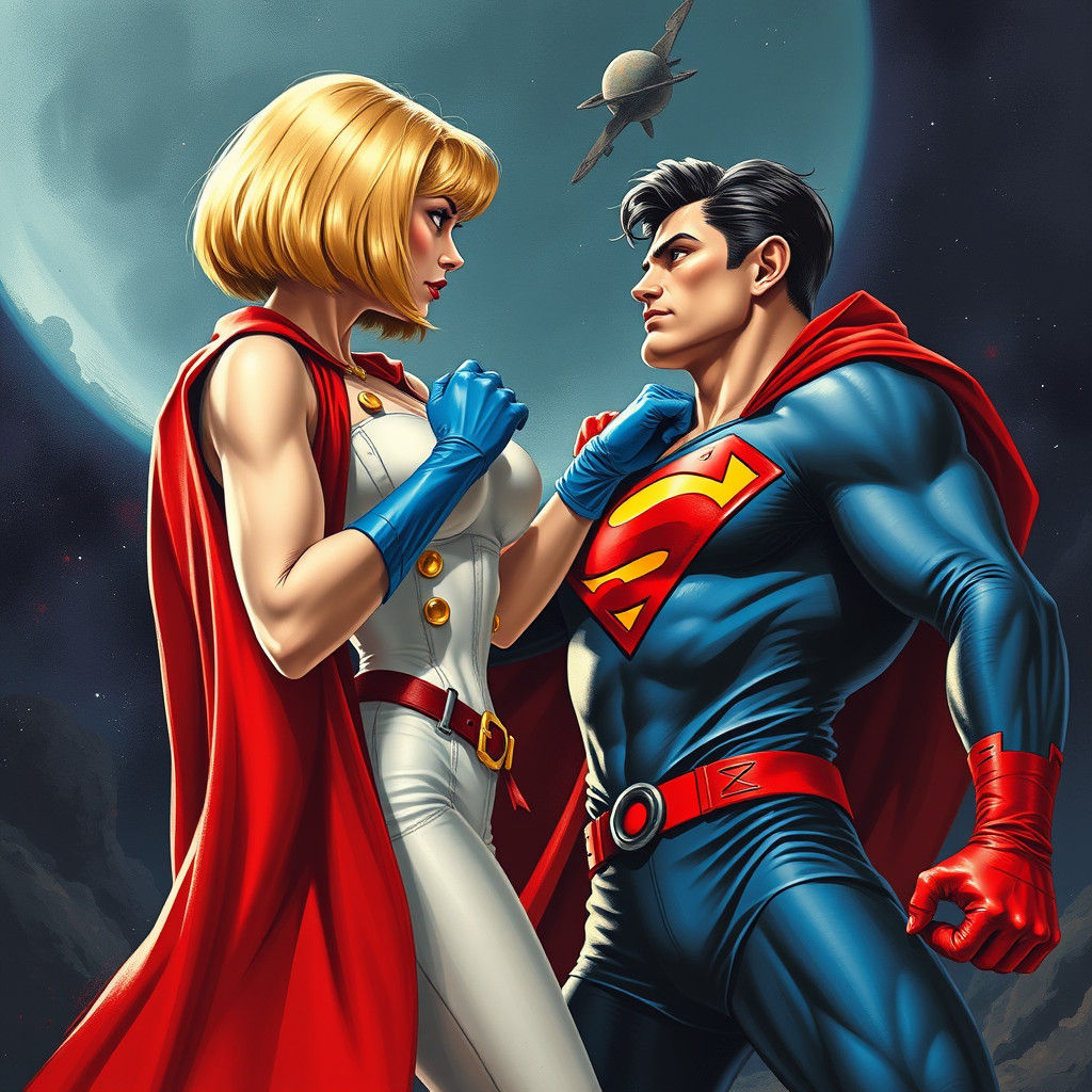 Power Girl Slaps Superman on Alien Planet: Street Art