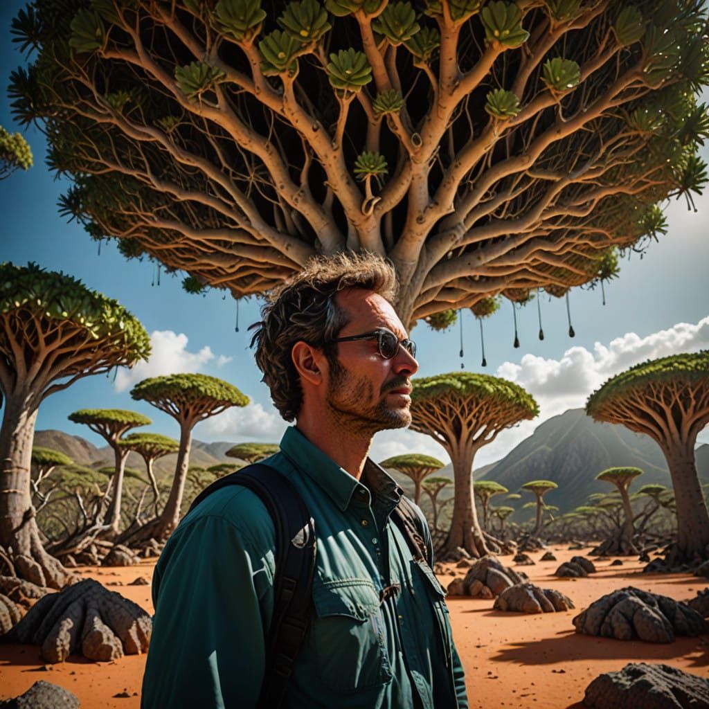 Surreal Socotra Island Landscape with Dragon's Blood Trees