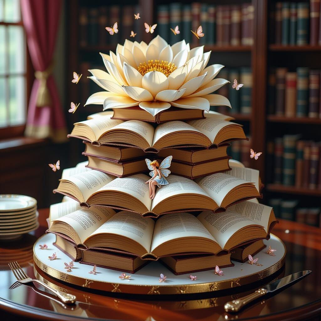 Enchanted Book Cake with Reading Fairy