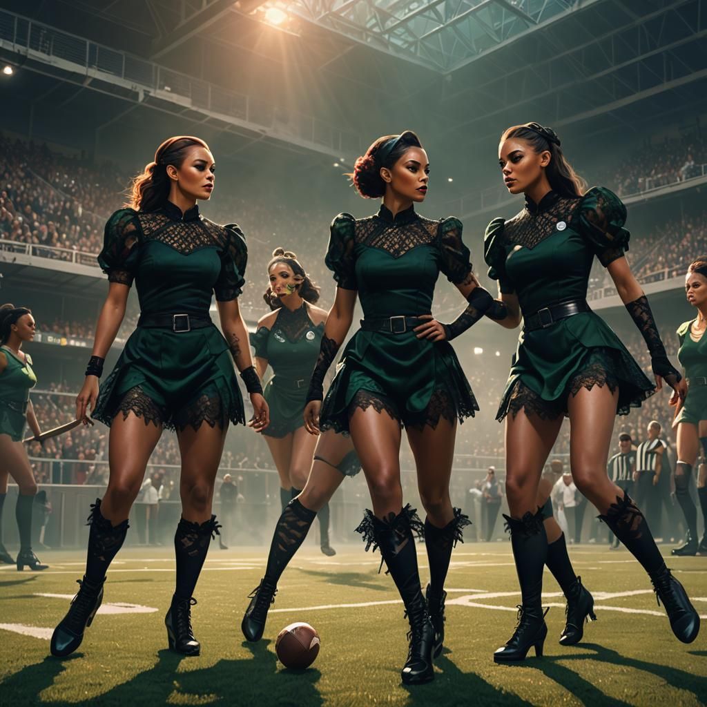 Ballerina Prison Guards Play Football: Fantasy Concept Art
