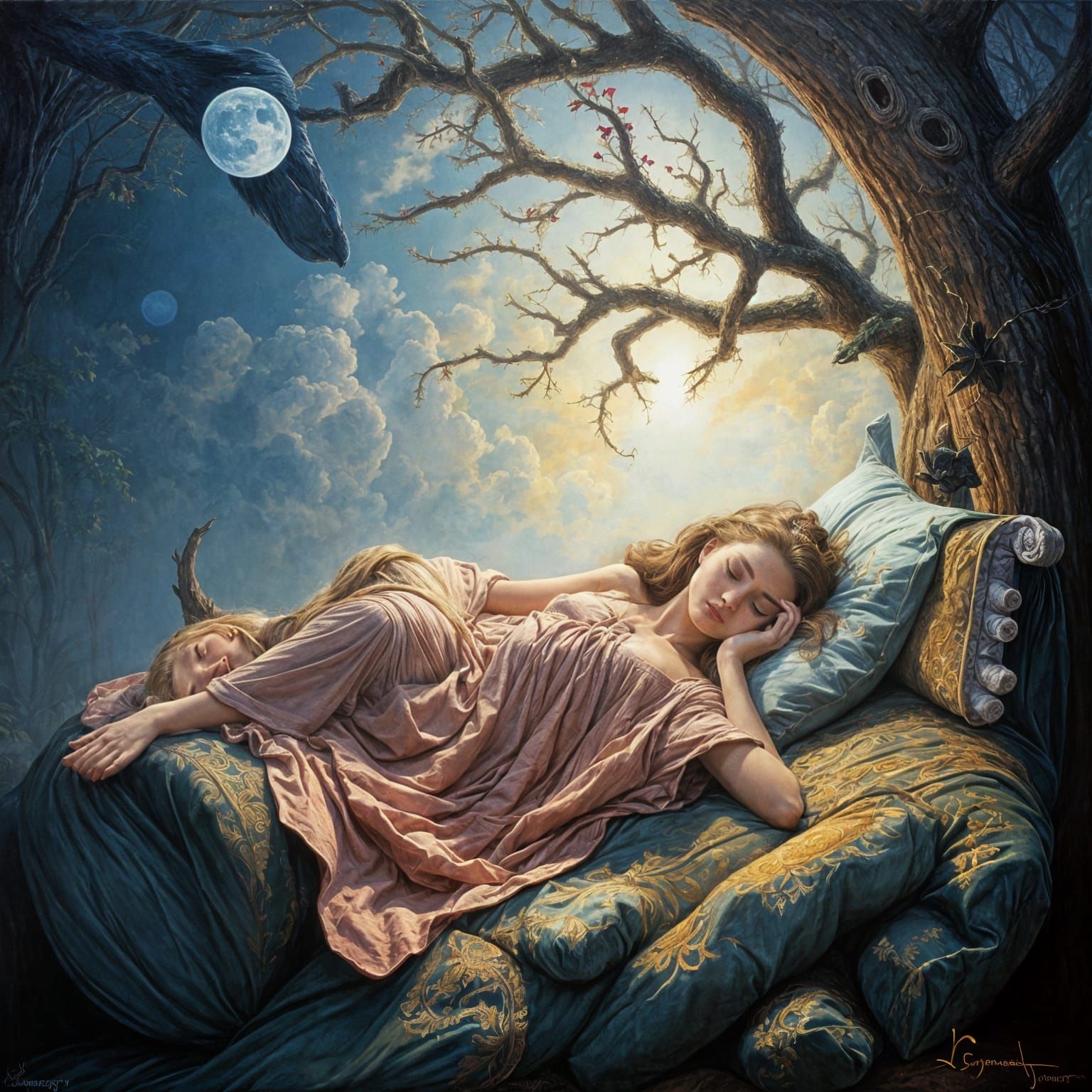 Sleeping Beauty Oil Painting in Gurney Style