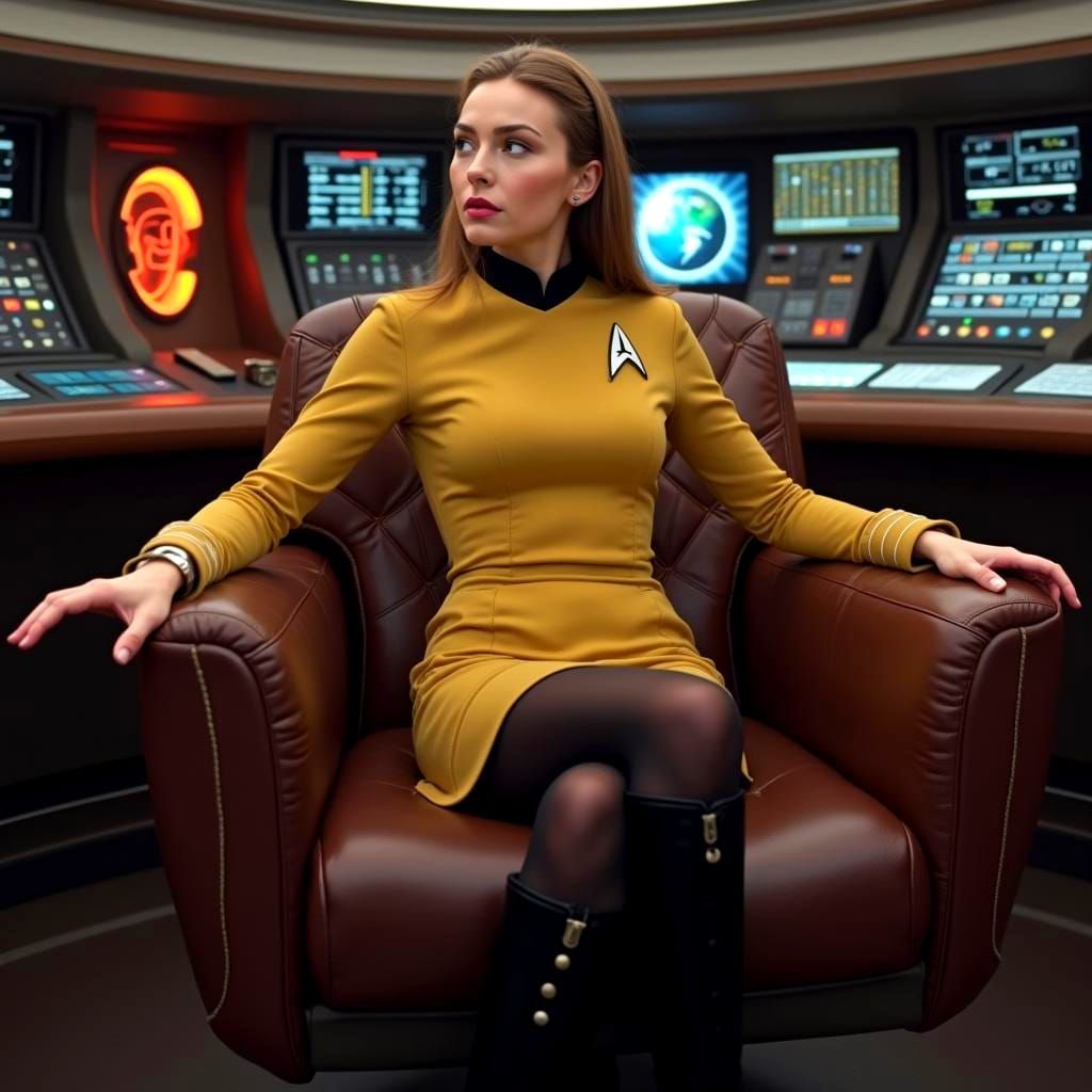Star trek character. Female equivalent to Captain Kirk. Youn...