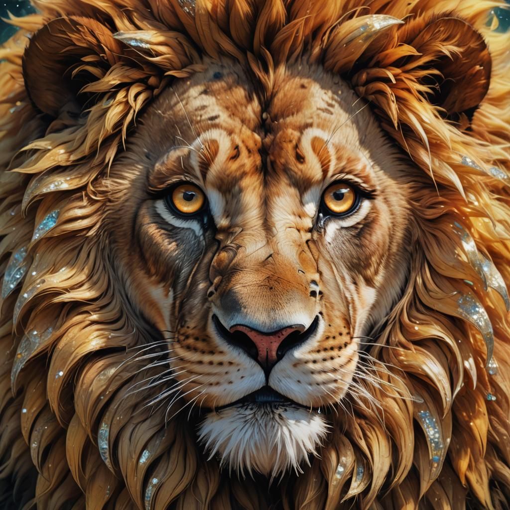 Cute Lion Cub Close-up in 3D Digital Art