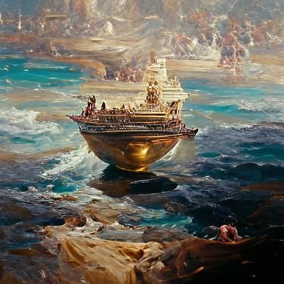 Epic Odyssey Scene in Oil Painting Style