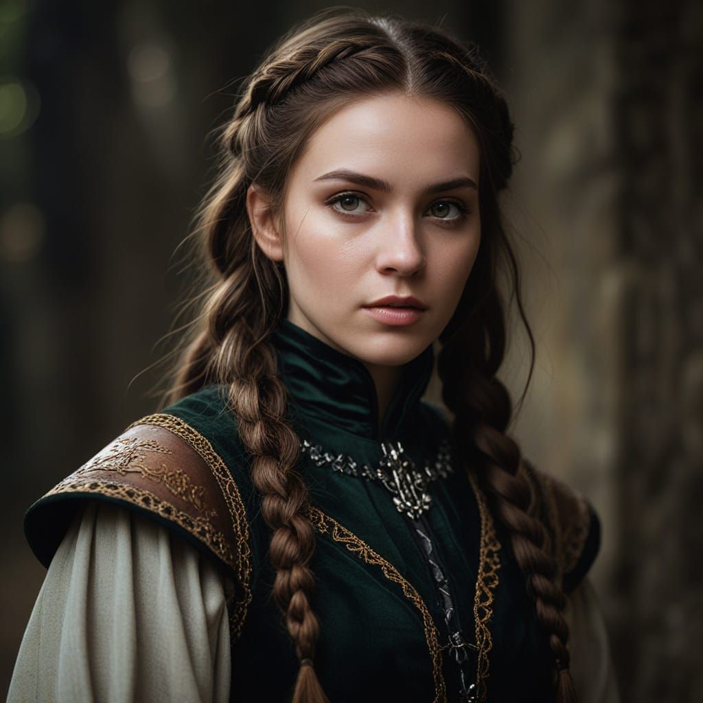 Gothic Fantasy Portrait of Woman in Medieval Clothing