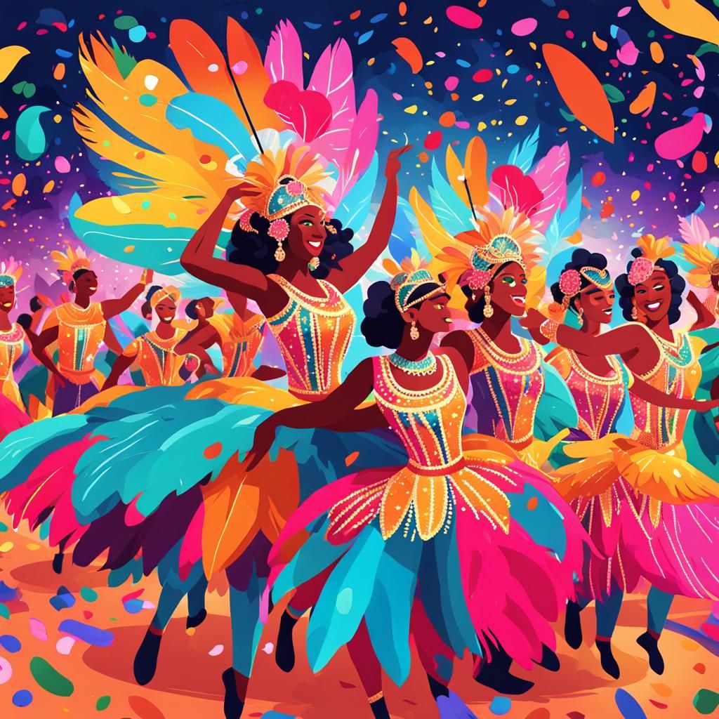 Rio Carnival Dancers in Vibrant Digital Art