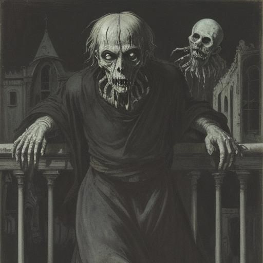 Ghoul Falling into Night, in Cubist Style