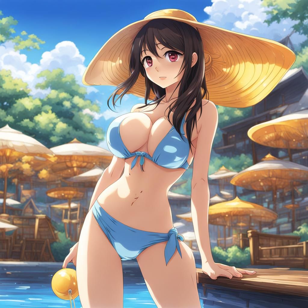 Anime Style Woman in Micro-Bikini