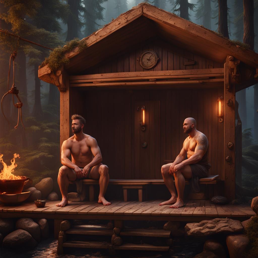 Sauna Men in Detailed Fantasy Art