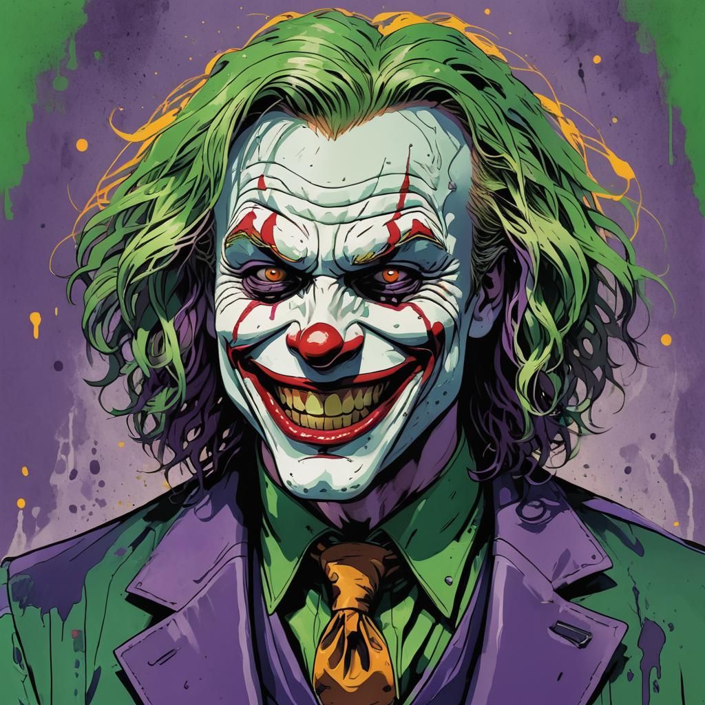 Psychotic Clown Portrait in Manga Anime Style