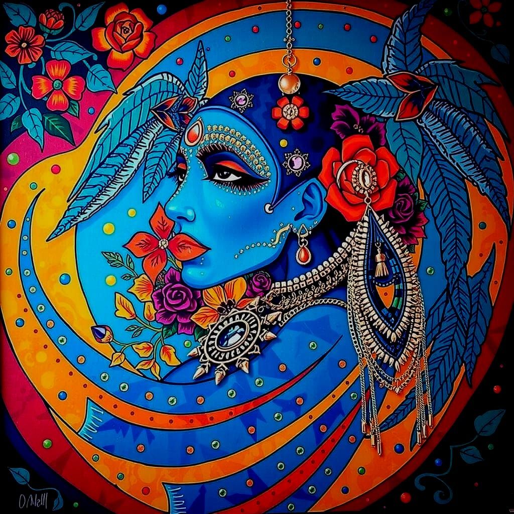 Psychedelic Garden Dream with Cosmic Mystery