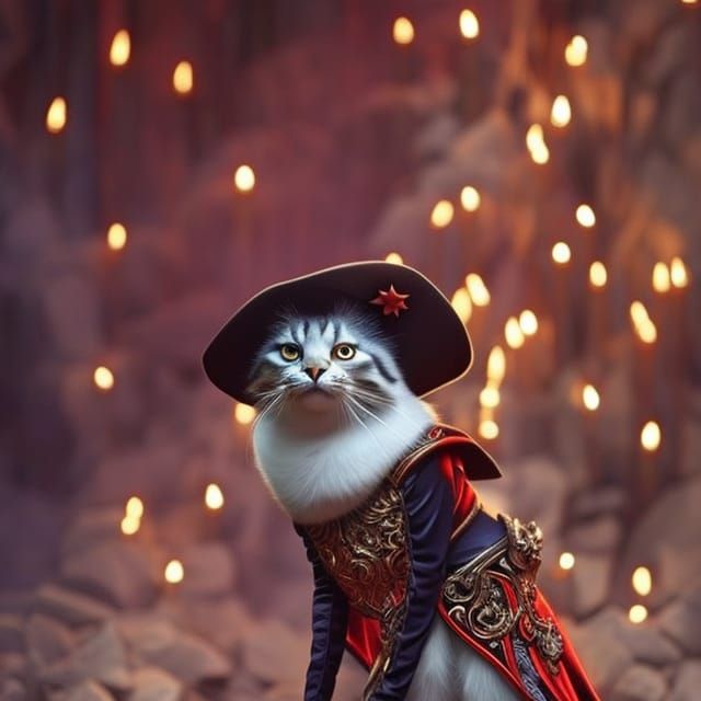 Cat in Rococo Dress: Dark Fantasy Concept Art