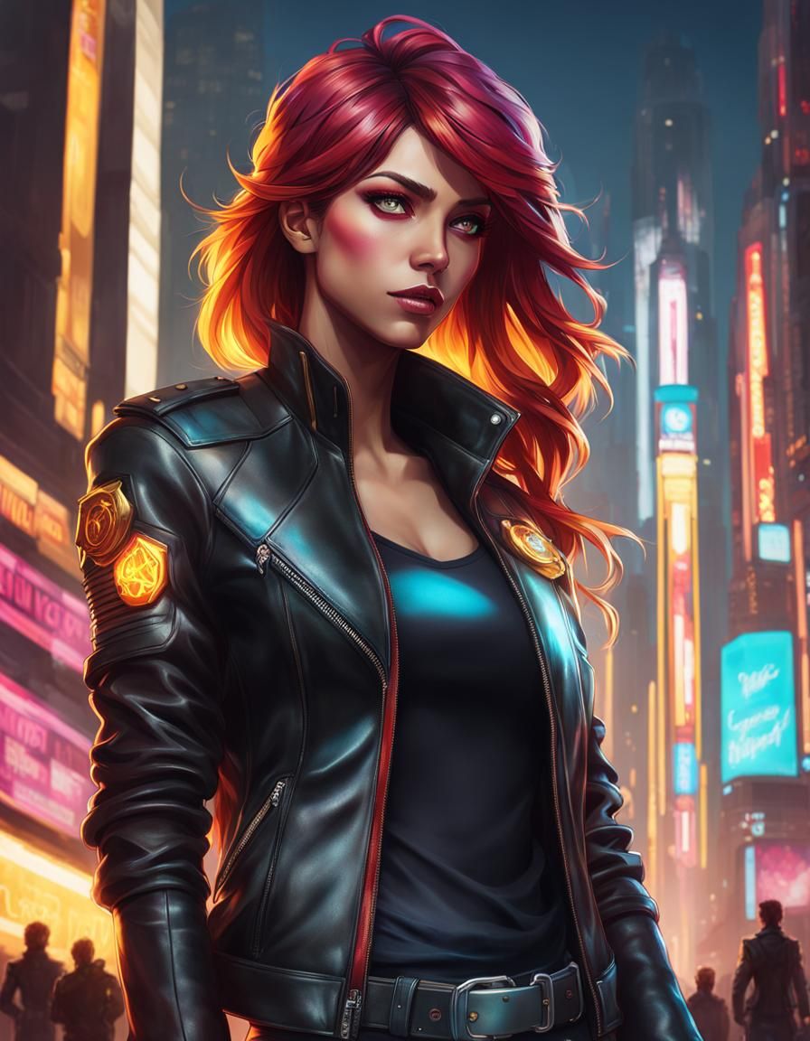 Cyberpunk Sunset Shimmer Portrait in 8k Resolution